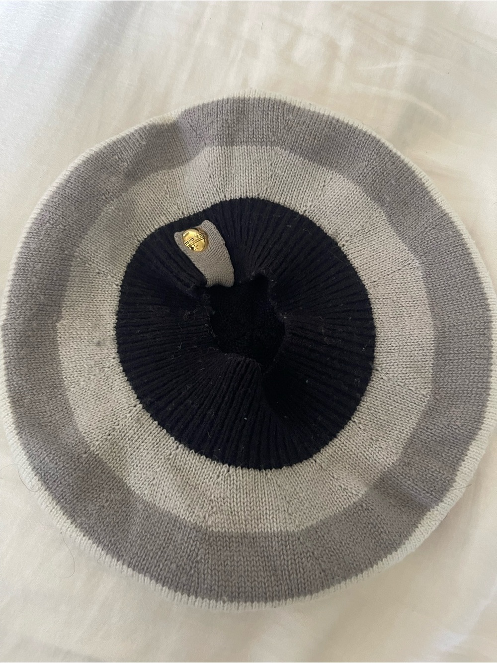Juicy Couture Gray and Black Striped Knit Beret
